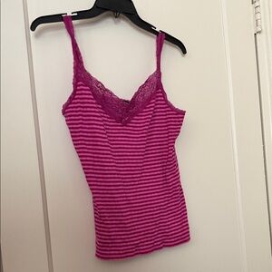 Express Pink Striped Lace Camisole